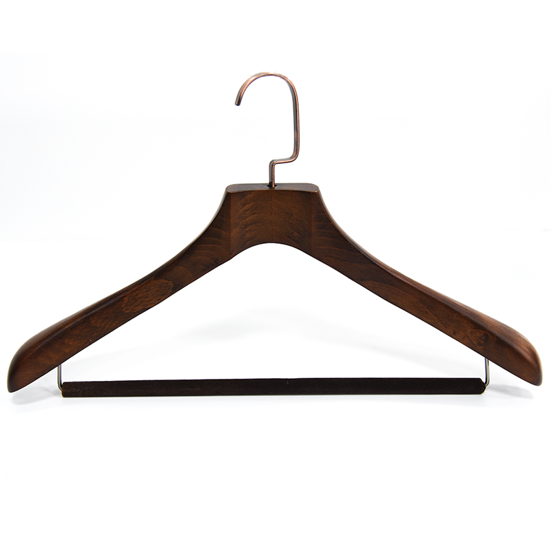 wooden suits hanger with logo