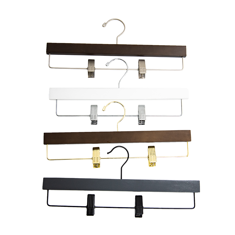 Wooden Pants Hangers With Gold Clips