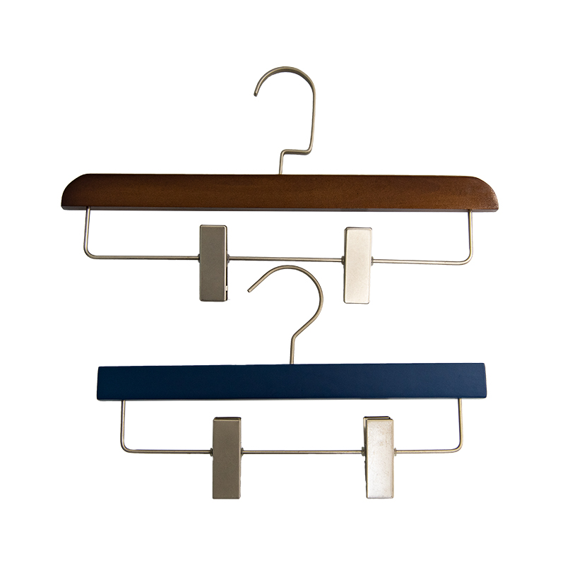 Wooden Pants Hangers with Adjustable Clips